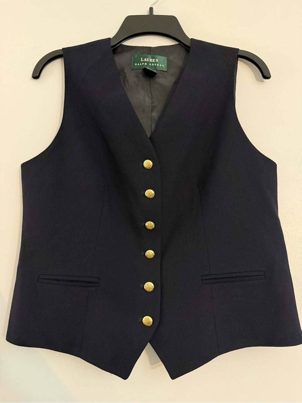 Lauren Ralph Lauren Navy Vest with Gold Buttons